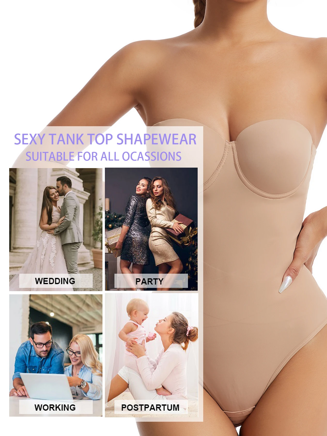 بدلة ضيقة للتحكم في تنحيف البطن ورفع الوركين وشد البطن. ملابس داخلية نسائية مع أدجو