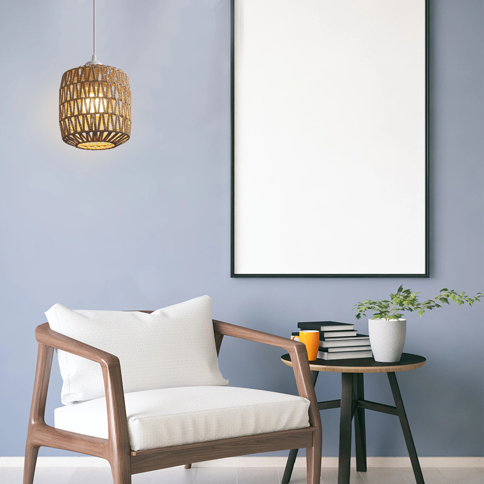 

Woven Lampshade Light Cover Imitation Hemp Rope H made Pendant Lantern Shade Cardigan Color Retro Decor Home niture