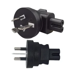 Black PVC Copper 10A/16A 250V Straight Elbow China Australia New Zealand 3Pin male to C7 female plug socket converter