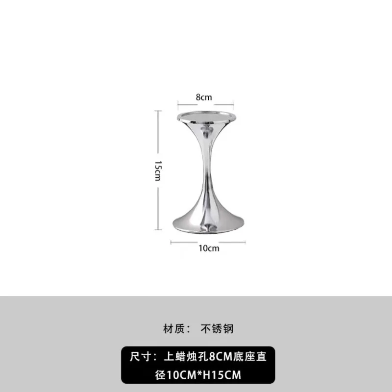 Simple light luxury high-end silver candlestick ornament, model room sales office living room  soft decoration
