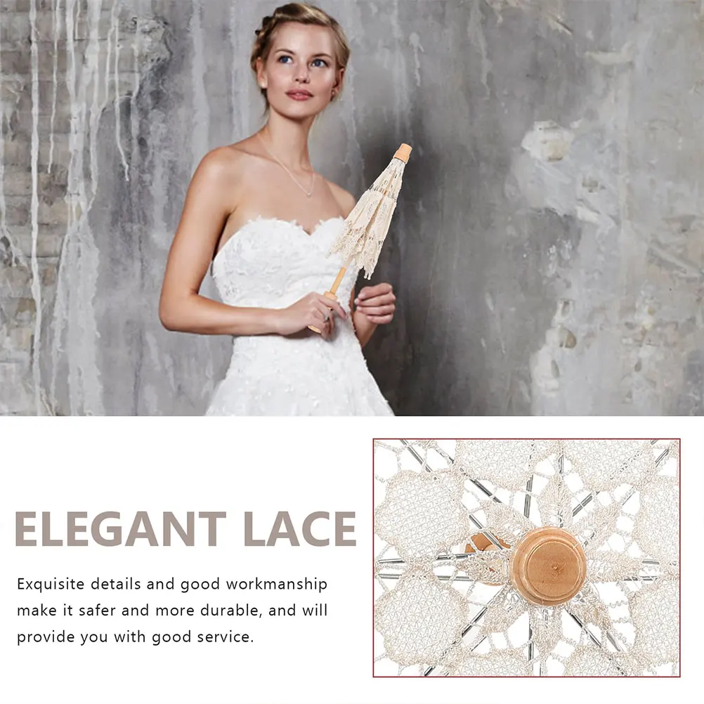 

2pcs Lace Wedding Bridal Parasol Vintage Decorative Photo Props Bride Parasol For Bride Masquerade Dance Festival