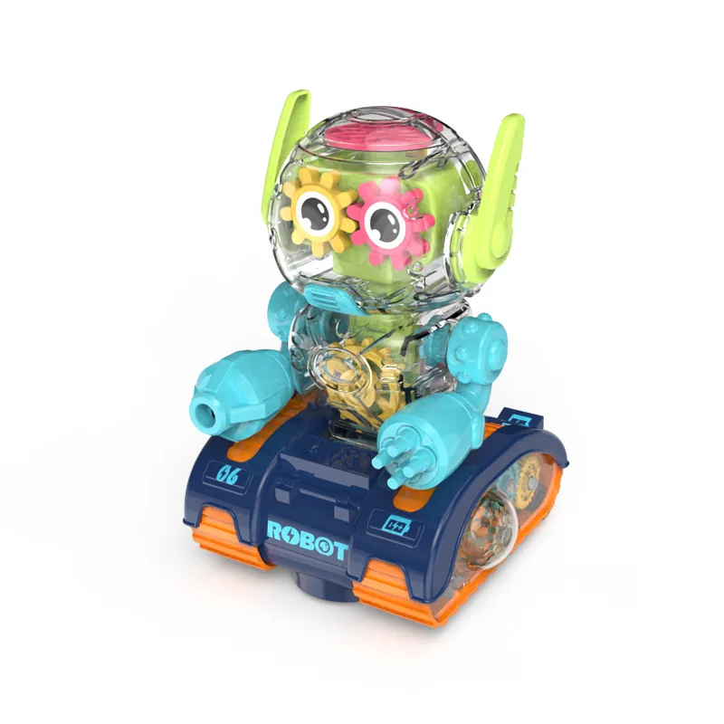 2023 Electric Transparent Gear Robot Universal Educational Interactive Robot With Light Music Toys For Children Xmas Present