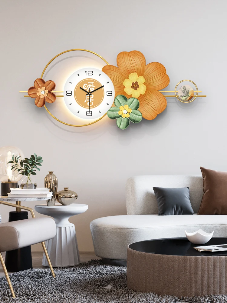 

Modern Wall Clock with LED, Luxury Household Wall Watch, Creative 3D Flower Decor, Bedroom Wall Clocks, Living Room Decoration