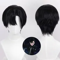 Alien Stage Anime Ivan Cosplay Black Sorrow Cosplay Black Wig Short Black Color Cos Wigs Heat Resistant Hair Wigs