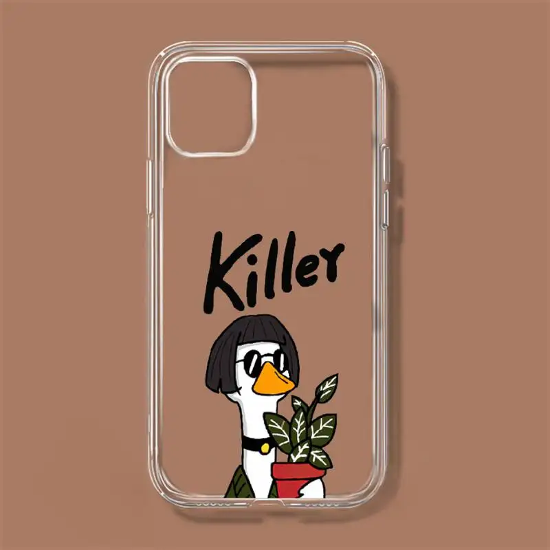 Cute Killer Leon The Professional Uncle Girl Phone Case For iPhone 11 12 Mini 13 14 15 Pro XS Max X Plus XR Transparent Shell