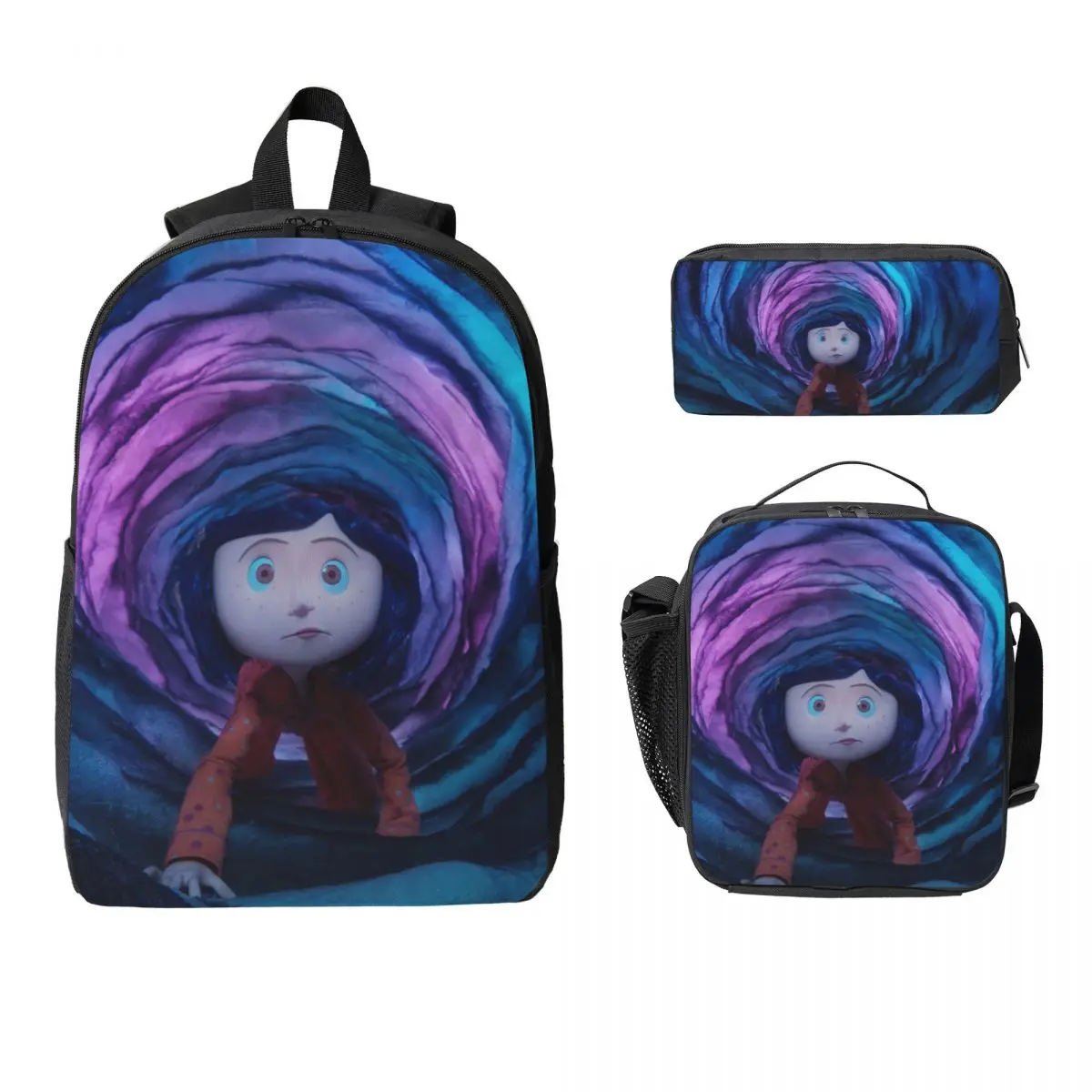 

Coralines Halloween Cartoon Anime Backpack Student BookBag School Bag Laptop Shoulder Bags 3ps Insulated Lunch Bag Pencil Case
