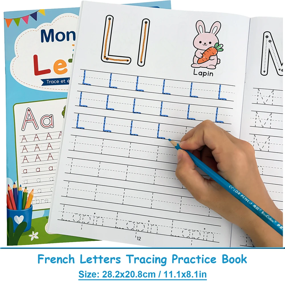 French Letters Workbook for Kids Homeschool Early Childhood Education Learn French Alphabet Tracing and Writing Practice Book
