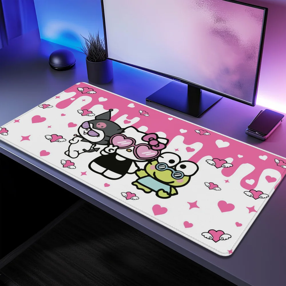 Mausepad Over Edge Alas Mouse Komputer 900 × 400 Anti-selip Hello Kitty Sanrio Kabinet Gamer Karet Aksesori Gaming Pc Kawaii