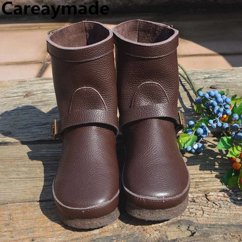 

Careaymade-100% Genuine Leather wider toe women's short boots cowhide Barefoot single shoes snow warm shoes Casual boots