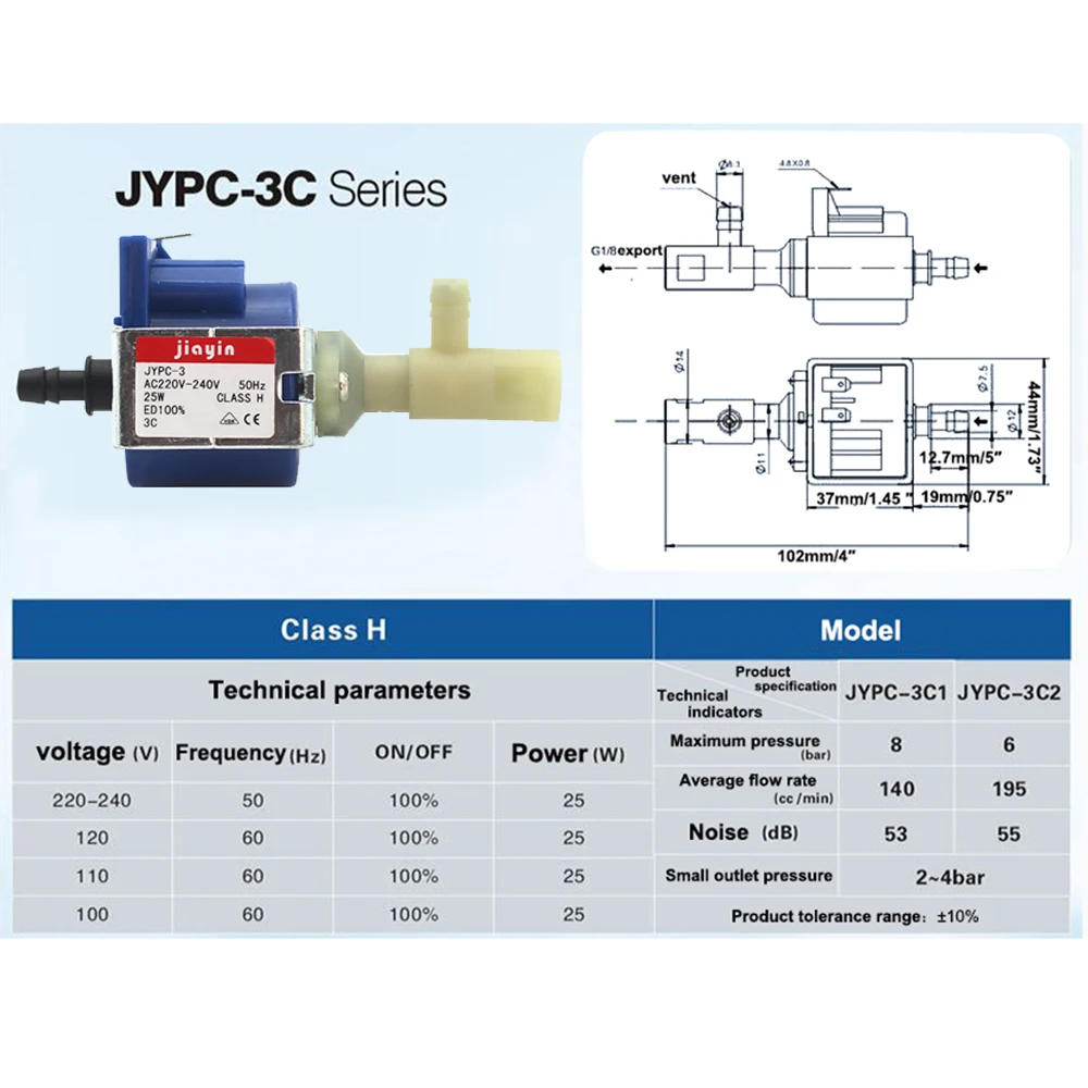 JYPC-3 25W AC230V 50Hz 195cc/min Original Plunger Water Suction Pump for Philips Electromagnetic Steam Mop Gas Pump