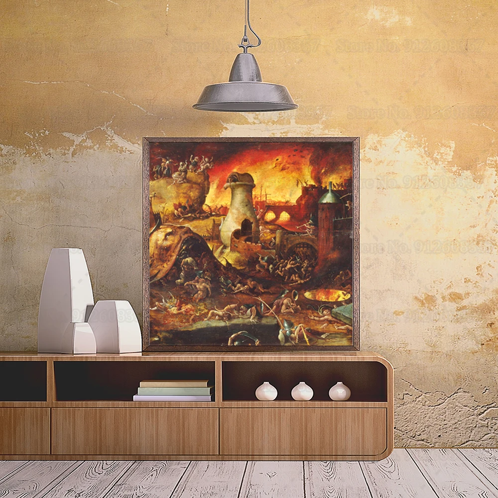 Hell Canvas Art Print By Hieronymus Bosch Punishment After Death Gehenna or Tartarus Poster Wall Painting Home Decor