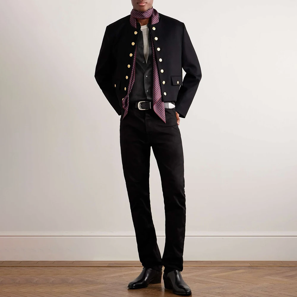 

Modern Men's Suit Set Designer Black 2Piece(Short Blazer+Pants) Wedding Double Breasted Set Daily Outfit Office Business Wear