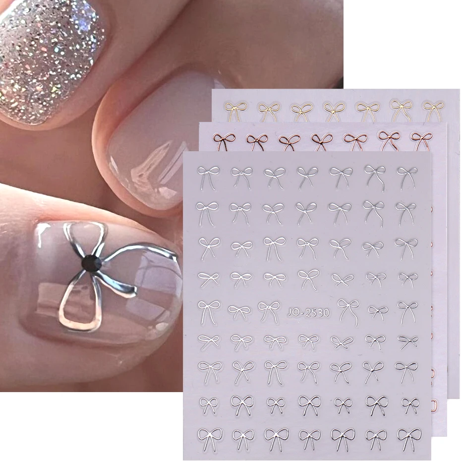 6pcs/set 3D Small Bow Ribbon Bowknot Y2K Nail Sticker MIni Kawaii Japanese Adhesive Decals Nail Art Manicure Decorations DIY