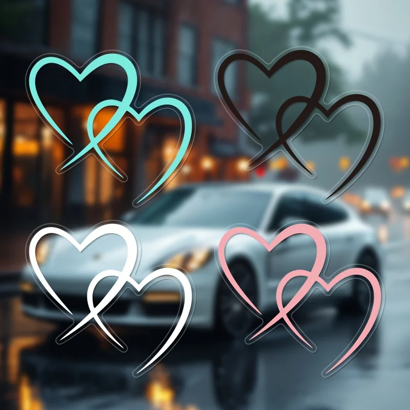

Intertwined Double Hearts Vinyl Sticker Waterproof Decal for Car Window Motorcycle Makeup Mirror Decor