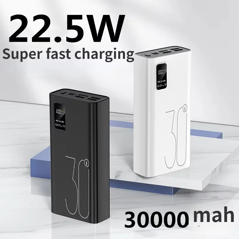 New Convenient Power Banks 30000mAh High Capacity PD22.5W Bidirectional Fast Charging Universal 4USB Output Mobile Power Supply