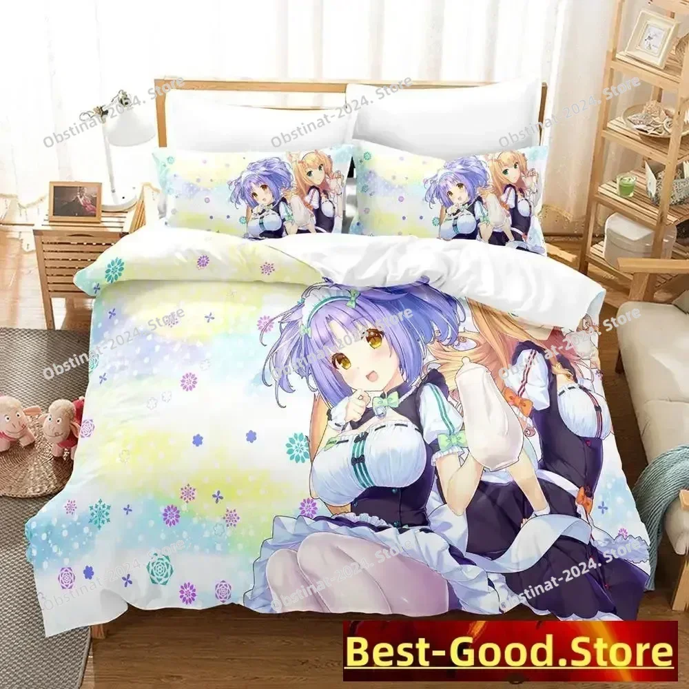 

New 2023 Nekopara Bedding Set Printed Bed Set With Pillowcase Bed Duvet Cover Soft Single Double Queen Super King Size Bedroom