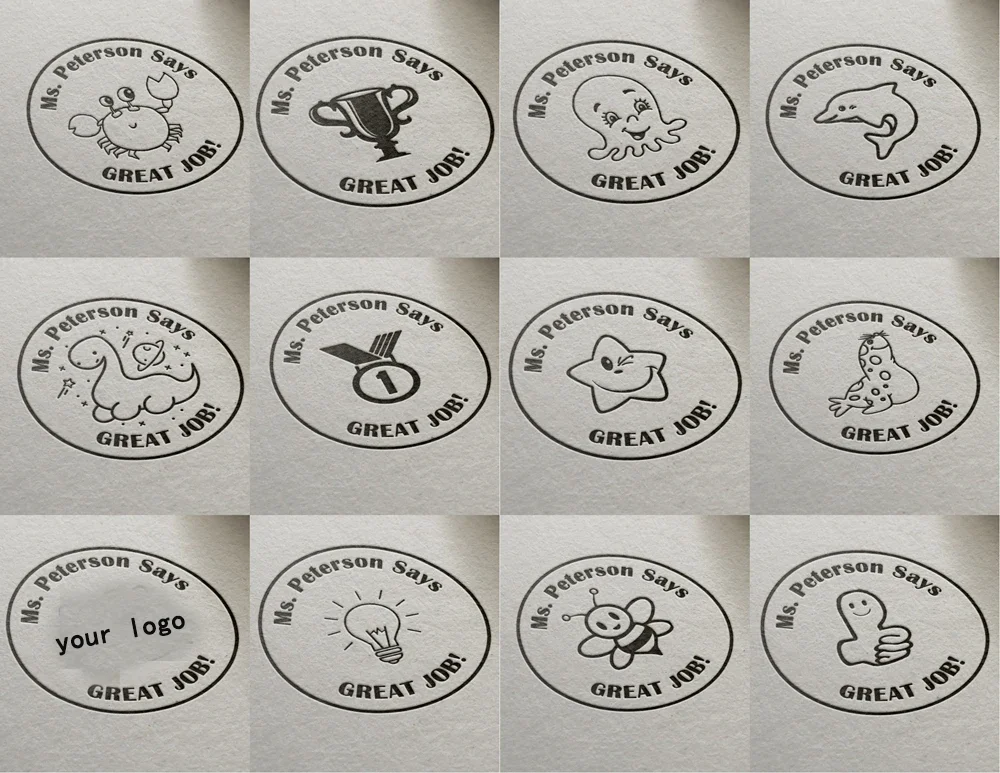 Sello de dibujos animados para maestro de gran trabajo, personalizado con nombre, autoentintado para regalo, Círculo de assessment-40mm escolar