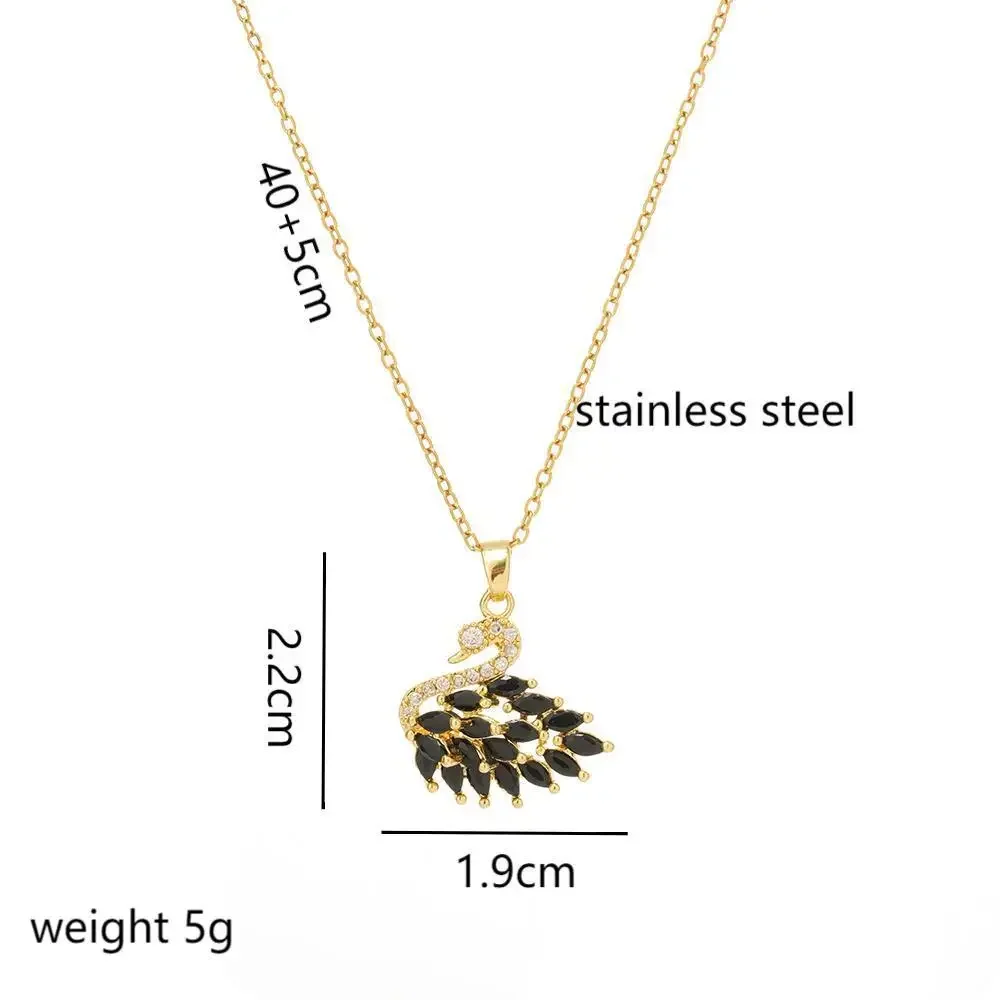 Ожерелье из титановой стали с подвеской в виде лебедя из циркона для женщин, ниша и универсальная ключица.