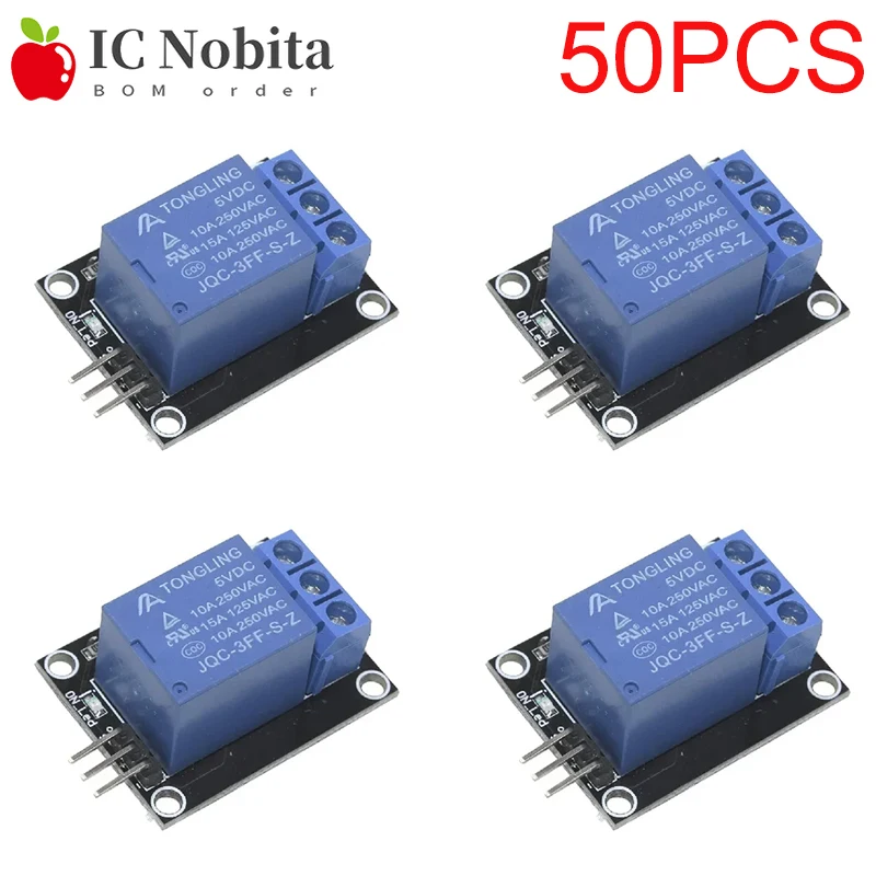 50PCS KY-019 5V 1-Channel Relay Module Opto-Isolated for Arduino/ESP32/Raspberry Pi Home Automation Low/High Level Trigger