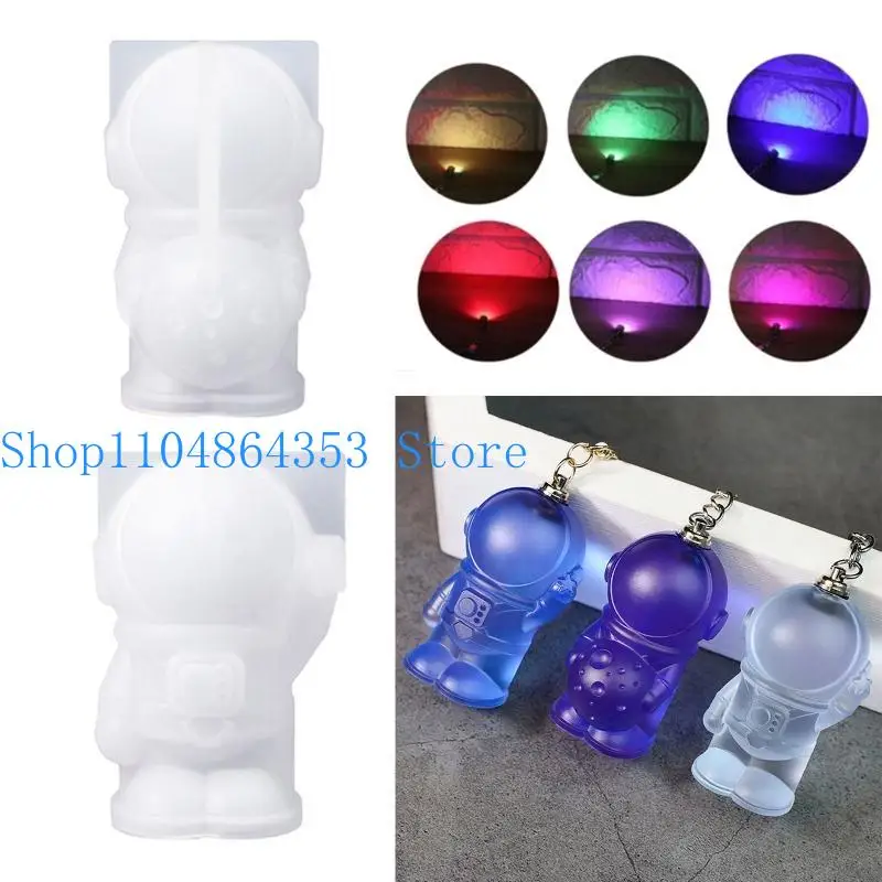 652F Astronaut Molds Silicone Keychain Molds For Epoxy Resin With Hole Resin Shaker Mold for Pendant DIY Handmade Craft