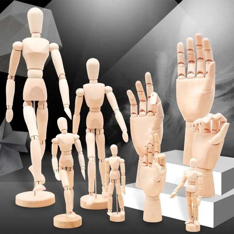 Drawing Sketch Mannequin Model Movable Limbs Wooden Hand Body Draw Action Toys Figures Home Decor Artist Models Jointed Doll