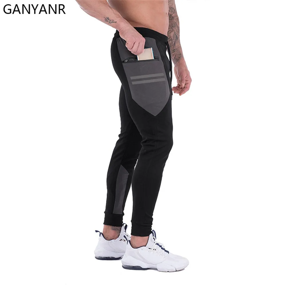 GANYANR Running Pants Men Jogging Gym Sports Training Sportswear Leggings Trousers Trackpants Workout Crossfit Fitness quick dry