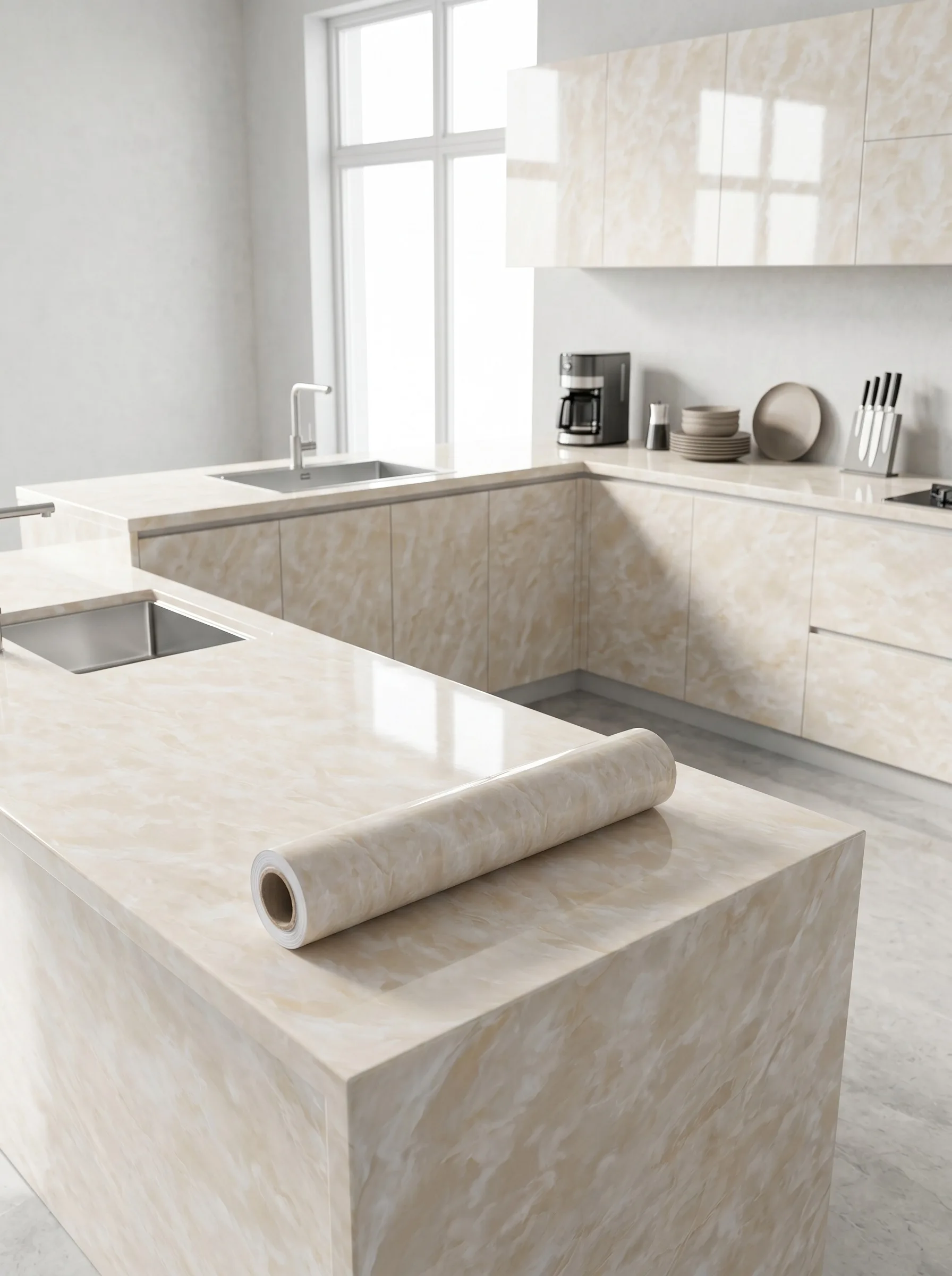 Marble Kitchen Oil-Proof Film Self-Adhesive Waterproof Stove Moisture-Proof Countertop Cabinet Renovation Tile Sticker