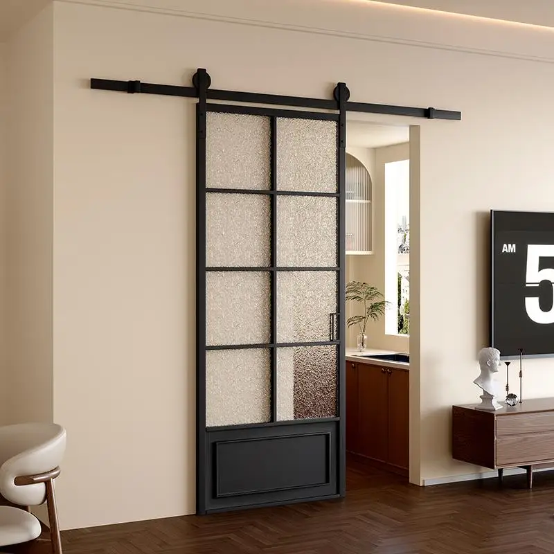 Retro sliding simple glass door study bedroom kitchen hanging rail door