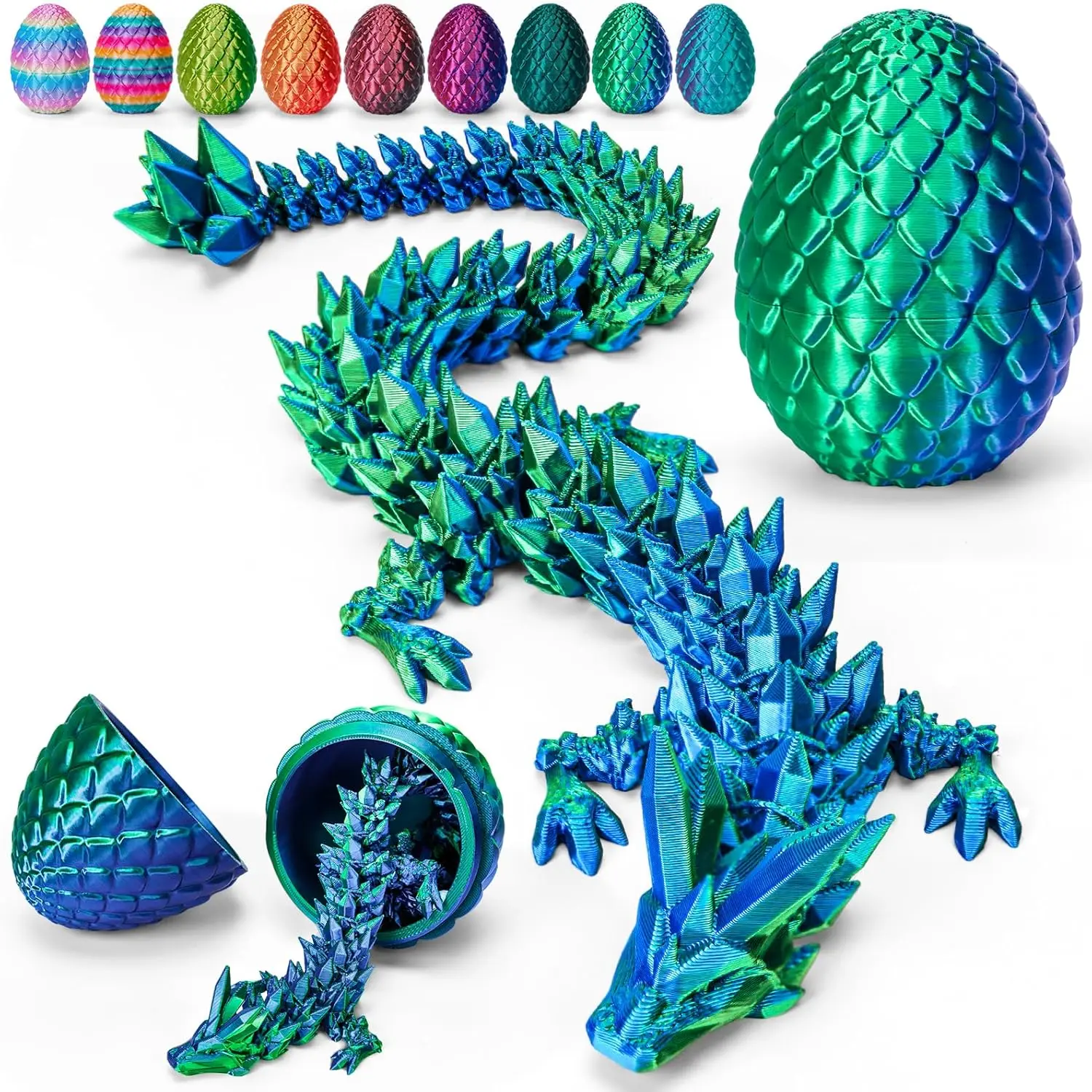 

3D printed dragon egg,3D printer articulated crystal dragon toy suitable children and teenagers, animal decompression toys