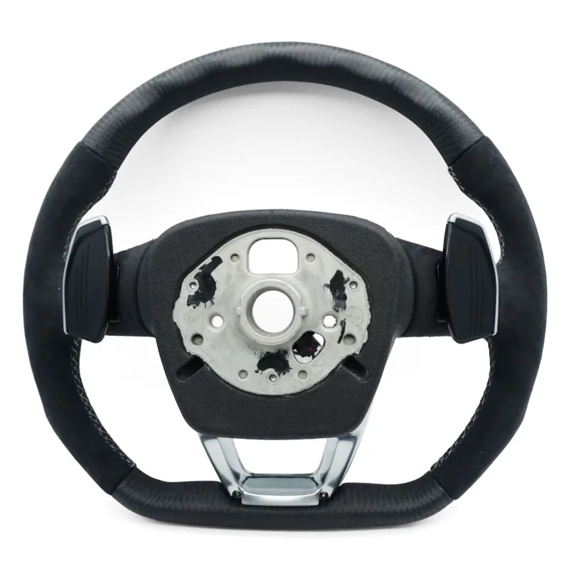 For Audi Q5L S model, matte carbon semi-suede with gray stitching, with buttons, paddle shifters