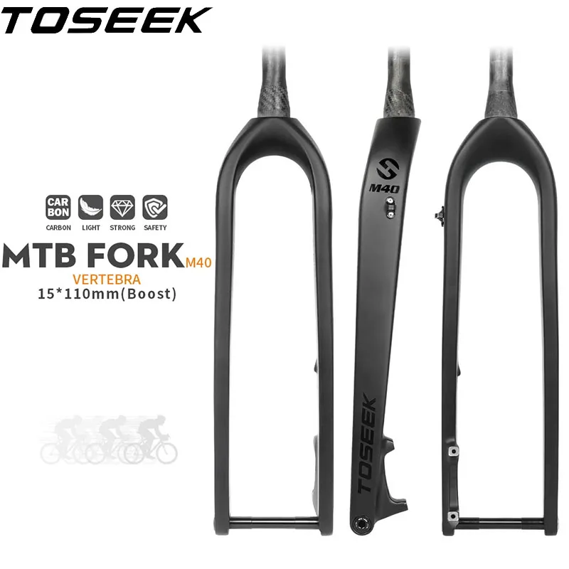 

TOSEEK Carbon Fiber XC Fork Ultralight 15*110mm Boost MTB Fork 27.5in 29in Full Carbon Mountain Bike Fork for Quick Release