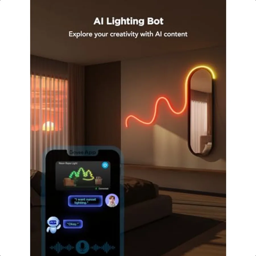 RGBIC-Neonlichter, LED-Smart-Neon-Lichtschlauch, 2, funktioniert mit Matter Alexa, Google Assistant, individuelle DIY-Neonstreifenlichter für Schlafzimmer