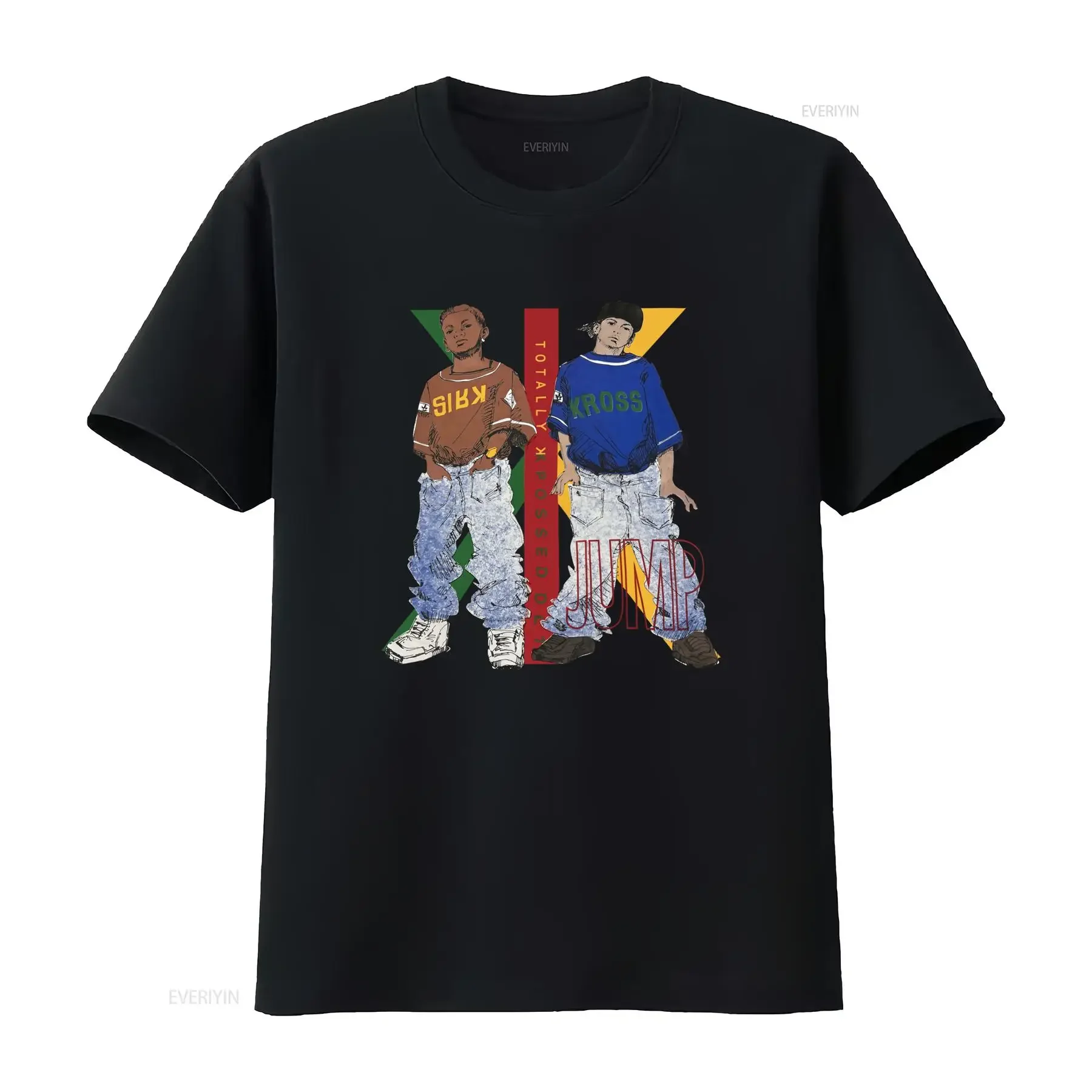 Maglietta Vintage Anni '90 Kris Kross Jump Stampa Mega su Due Lati Taglia L Hip Hop Rap Stile Casual Girocollo Tessuto vintage