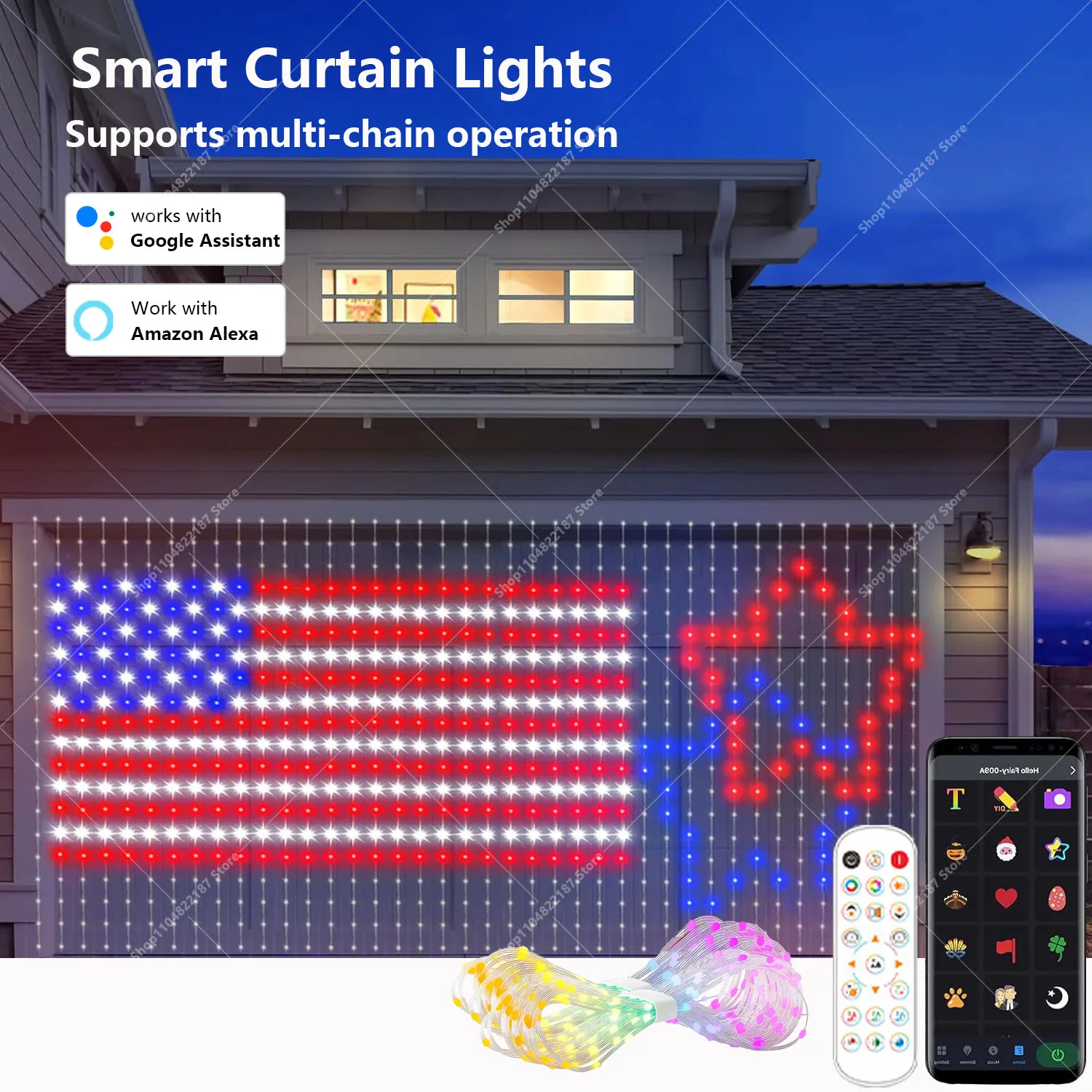 400LED RGB Smart Curtain Lights With Music,App Controls And Remote,LED Party Lights For Wedding/Valentine's Day/Birthday