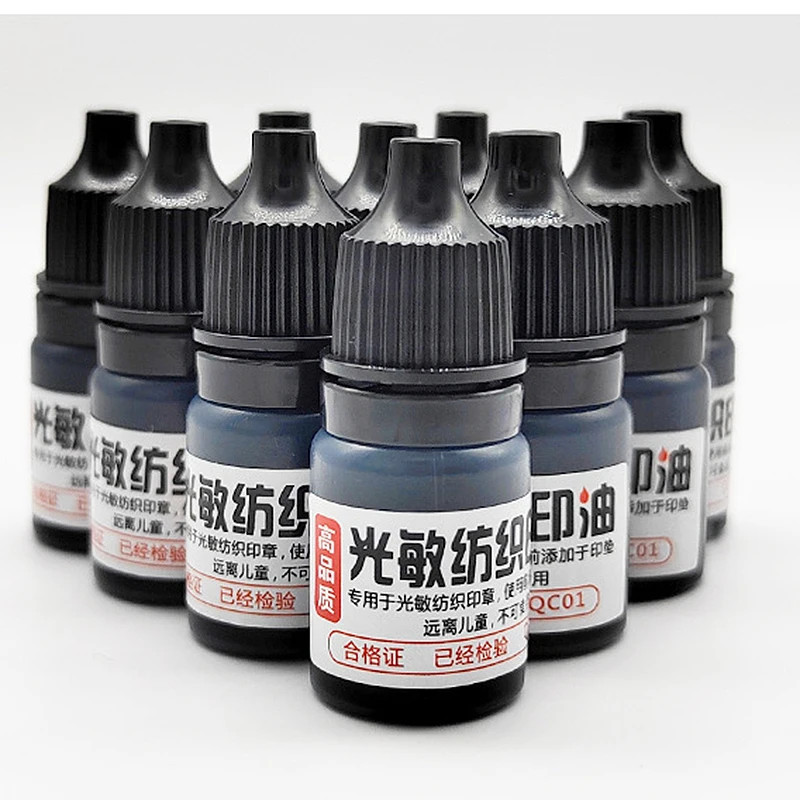 10ml DIY Fabric Textile Seal Stamp Printing Oil Refill Ink Photosensitive For Clothes Stamp Wood Metal Paper Glass Plastic ﻿