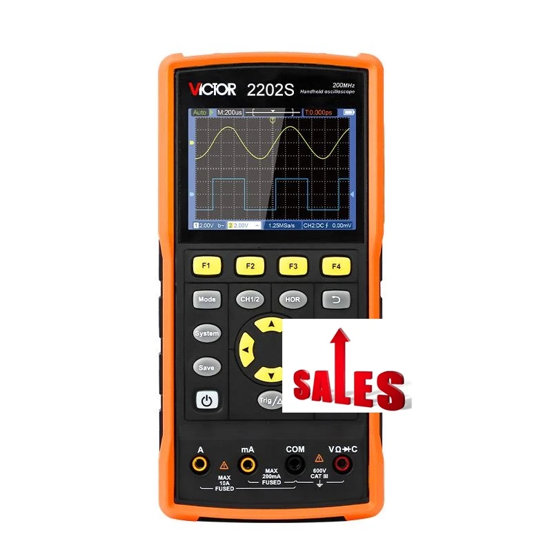 VICTOR New 2202S 2 Channel oscilloscope 200 MHz bandwidth sampling rate 1 GSa/s oscilloscope multimeter