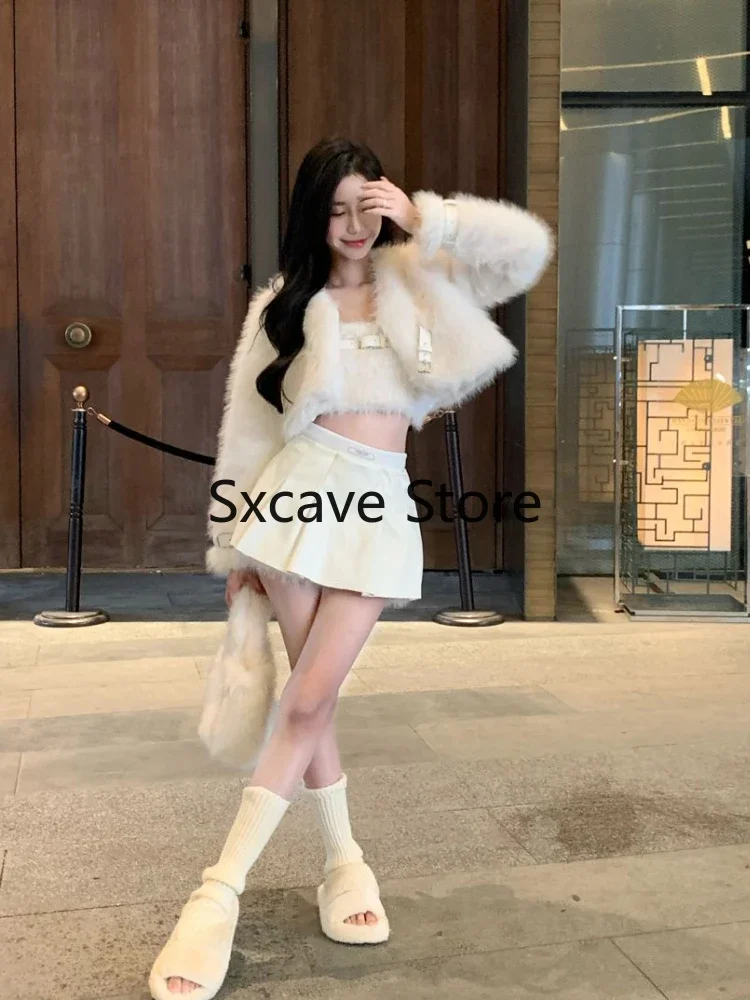 Sexy 3 pezzi gonna set donna casual cappotto a maniche lunghe + top a tubo aderente + dolce minigonna abbigliamento da sera per feste 2023 autunno