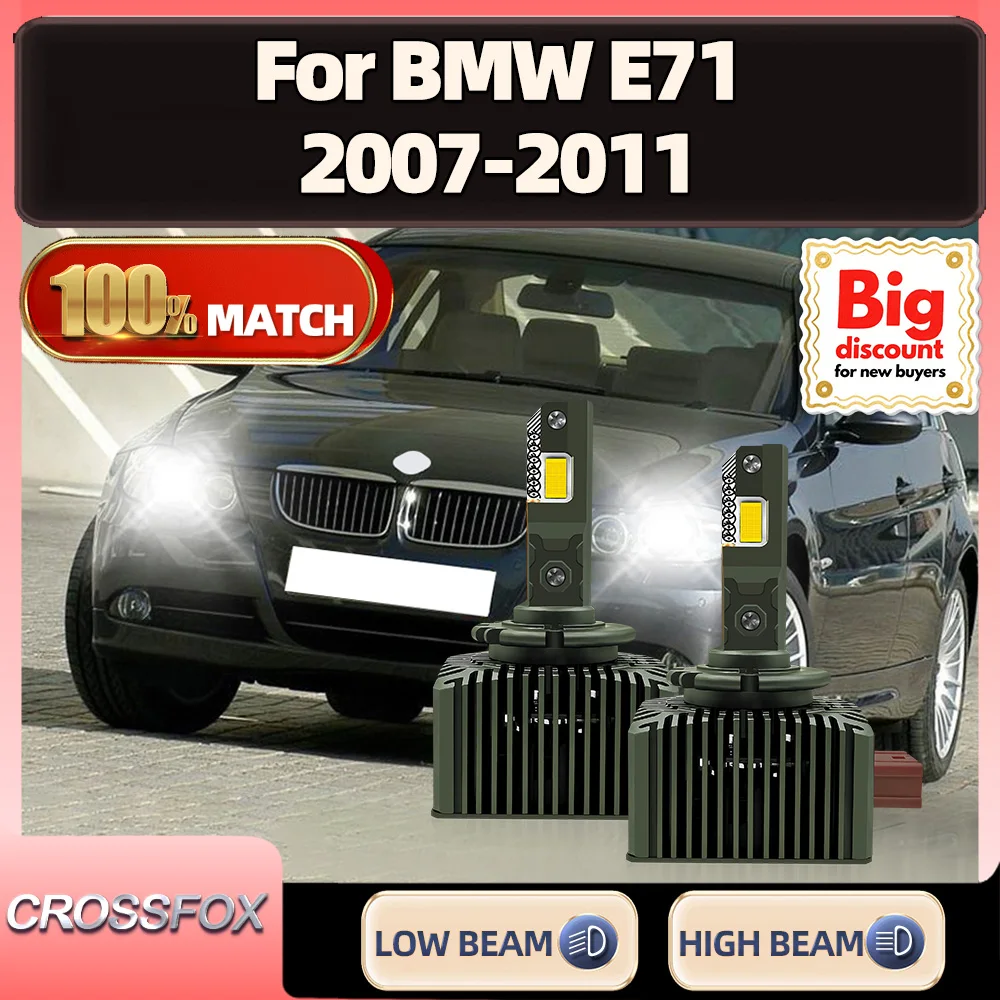 

CROSSFOX для BMW E71 2007 2008 2009 2010 2011 2 шт., 200 Вт, светодиодная ксеноновая фара HID, ампула D1S, замена Canbus, обновление автомобиля