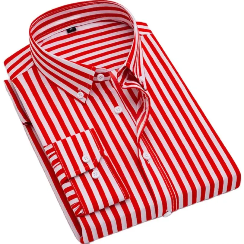 

Men's Striped Dress Shirt Business Casual Male cardigan Long Sleeve Formal Suit Social Shirts vintage clothes 2023 Korean