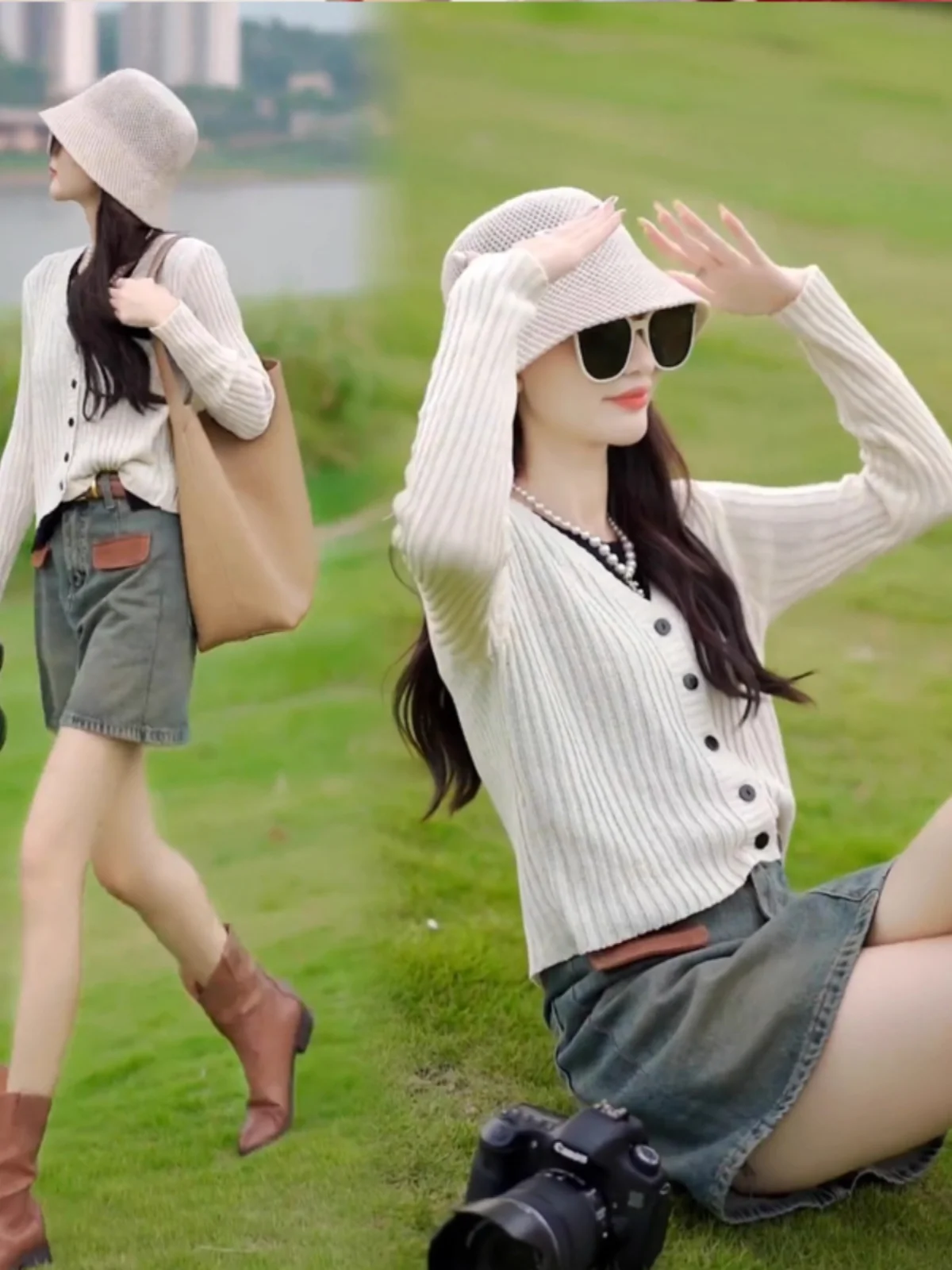 

Тонкий вязаный топ в стиле ретро, женский дизайн с v-образным вырезом и одной пуговицей, модная осень 2023, новинка Sle, корейская версия, стандартный крой, длинный све