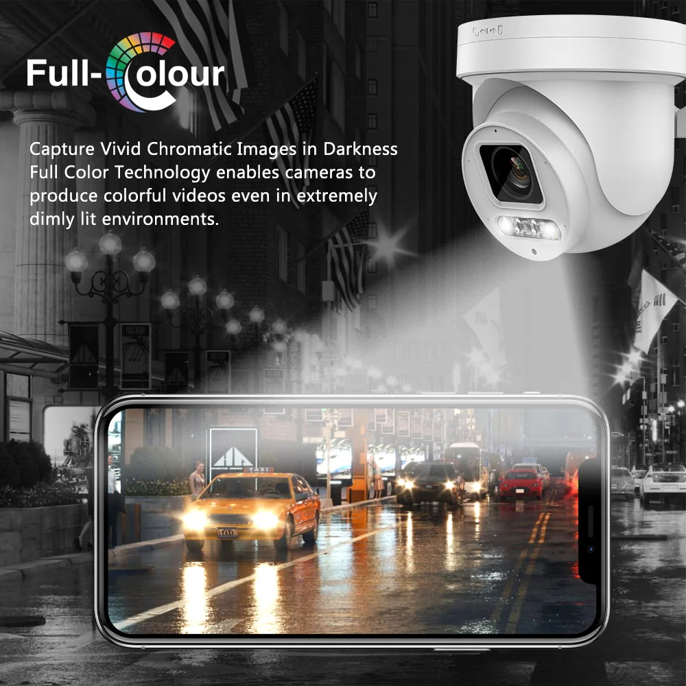 Vikylin 5X Zoom IP Security Camera 8MP 4K PTZ Color Night for Hikvision Compatible POE Audio 512GB SD Human Vehicle Detect Cam