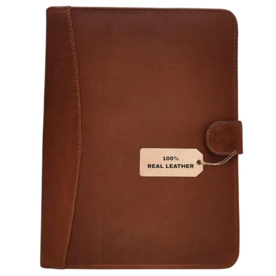 

Кожаный портфель-органайзер для профессионального резюме и собеседований с карманом на молнии, отделениями для карт и держателем для ручки