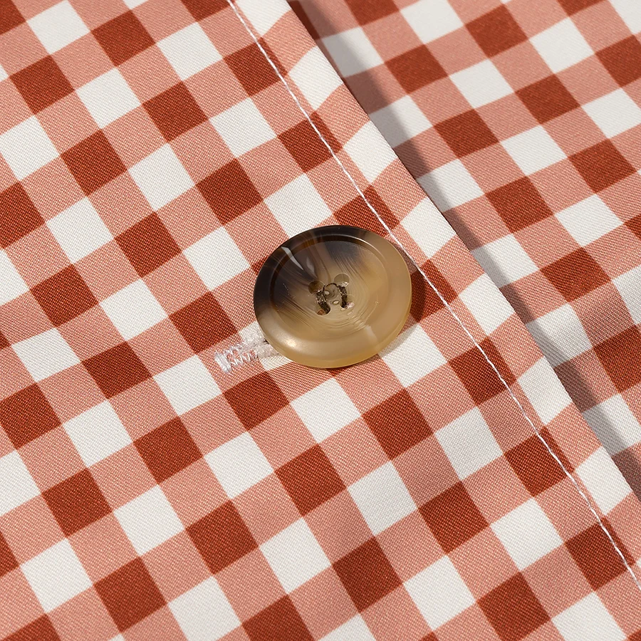 Women's Plaid Trench Coat - Long Sleeve Longline Outerwear