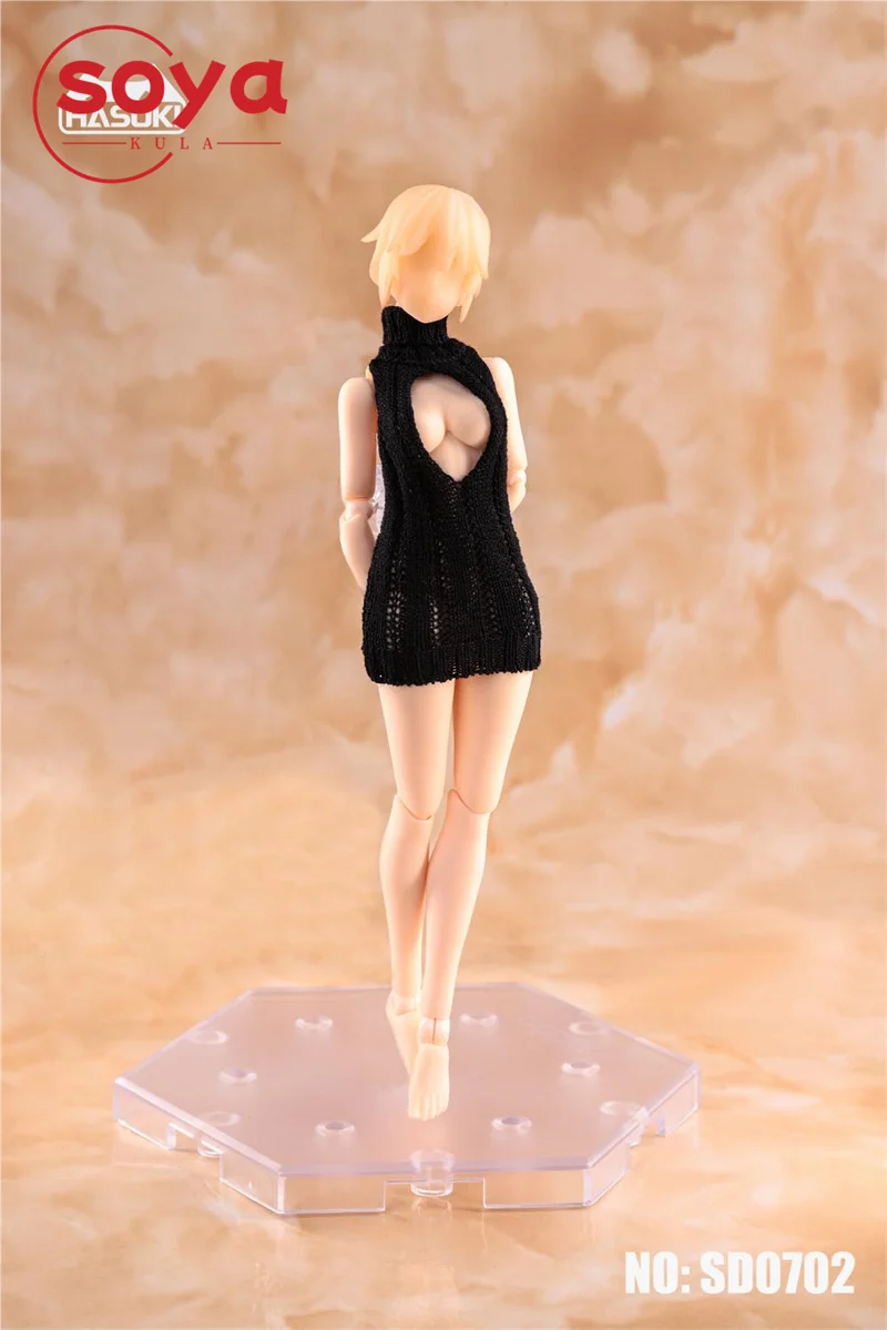 HASUKI SD06 SD07 1/12 عارية الذراعين الورك ملفوفة محبوك سترة الملابس نموذج صالح 6 ''أنثى الجندي عمل الشكل الجسم #4