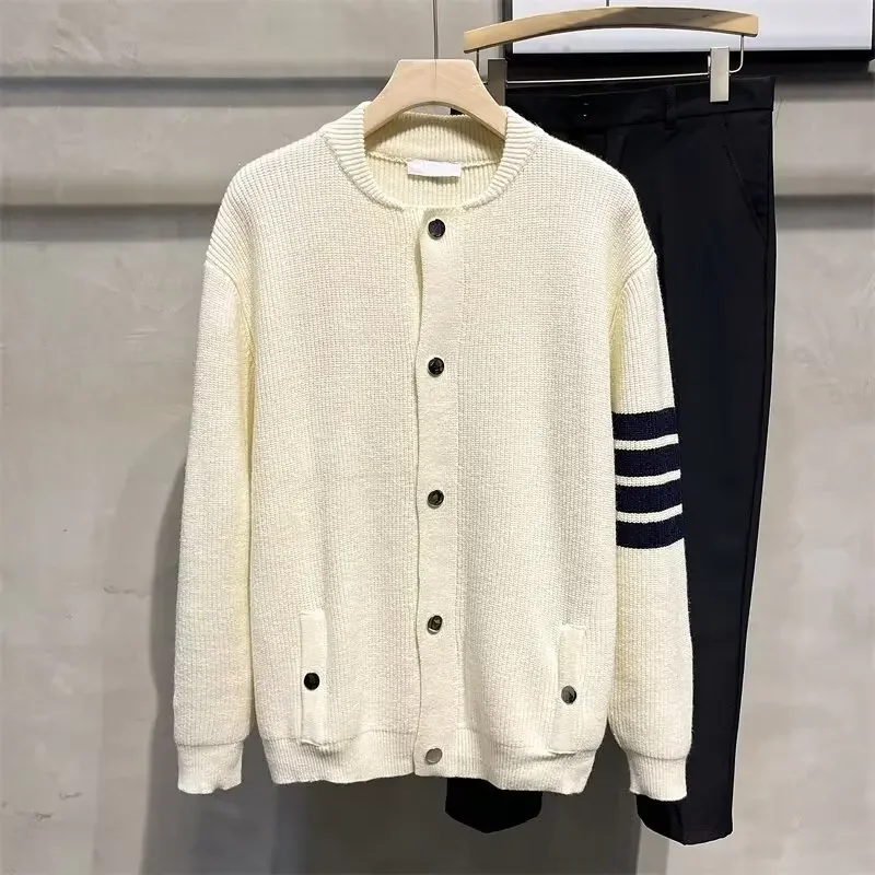 New Sweater Cardigan Men's Korean Version Hong Kong Style Loose and Versatile Trend Ins Sports Knit Sweater Line Jacket - Image 6