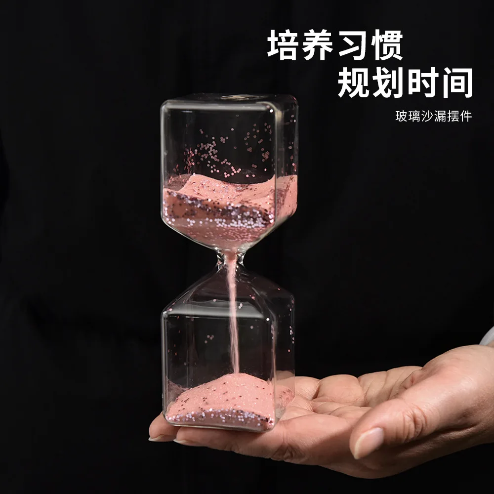 

High-value Sequins Non-timing Hourglass Square Design Decompression Magic Creative Home Decorations Interesting Desktop Gift