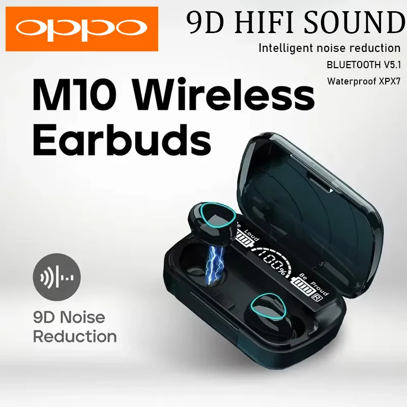OPPO M10 سماعات بلوتوث ستيريو سماعة لاسلكية مع ميكروفون إلغاء الضوضاء سماعات أذن مقاومة للماء لموسيقى الألعاب الرياضية