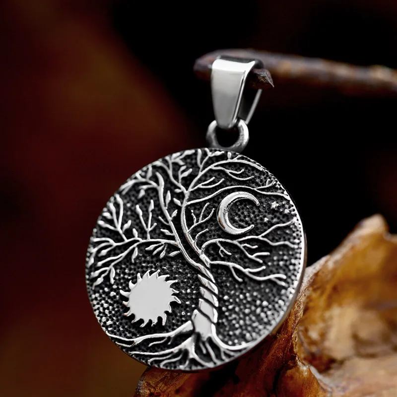 BEIER 2023 New Creative Design Stainless Steel Viking Tree of Life Pendant Moon And Star Pendant Fashion Retro Vintage Jewelry