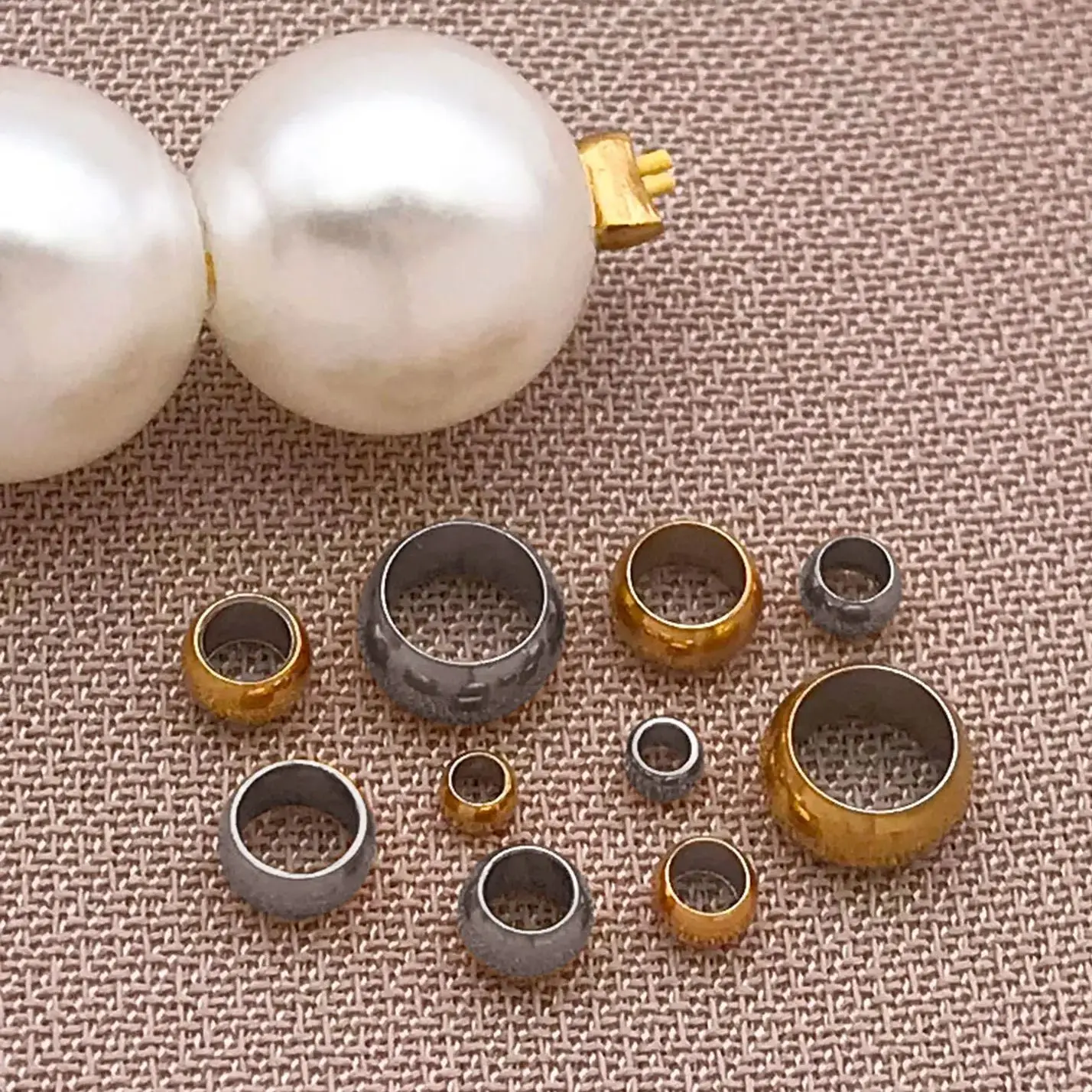 50 stücke Nie Verblassen Edelstahl Ende Quetschperlen Abdeckungen Lose Große Loch Stopper Spacer Perlen Für DIY Armbänder Halskette schmuck