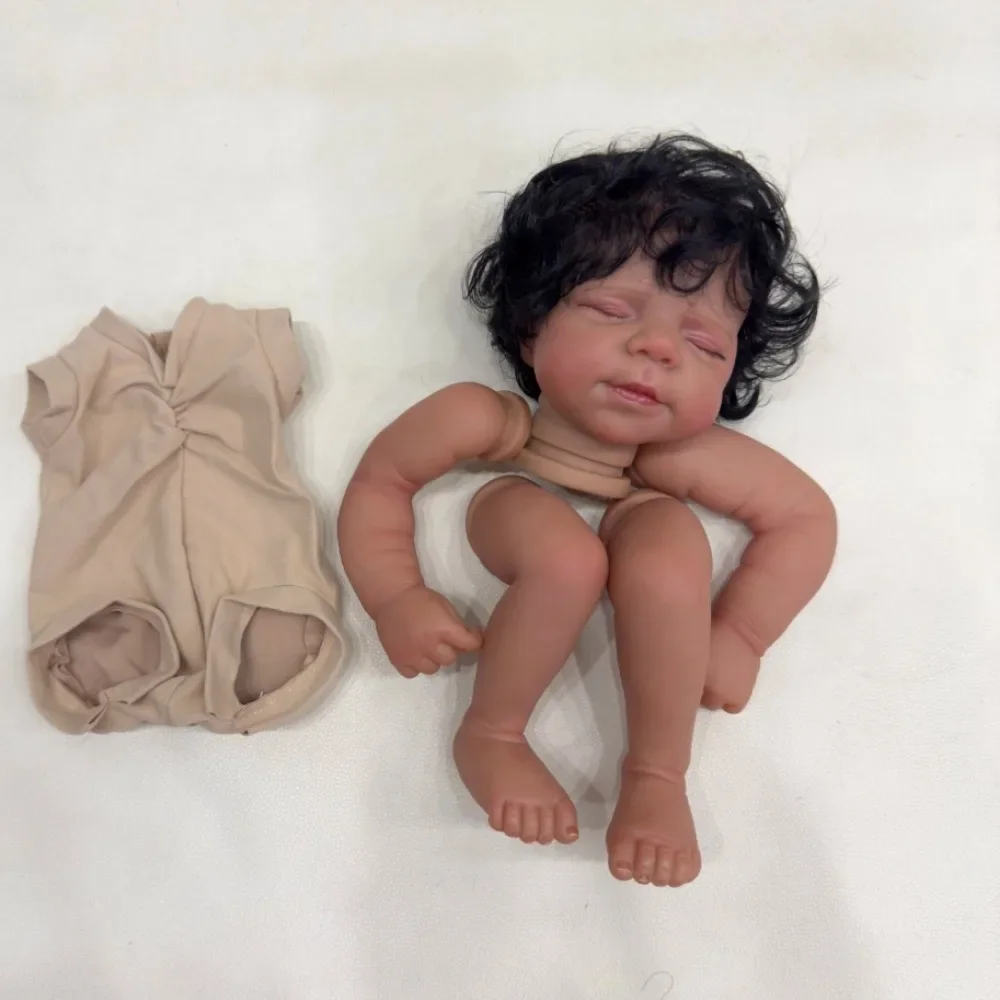 19inch Reborn Doll Kit Pascale in Dark Skin with Black Hair Unfinished Reborn Doll Parts Muñecas Kit Reborn Baby Items